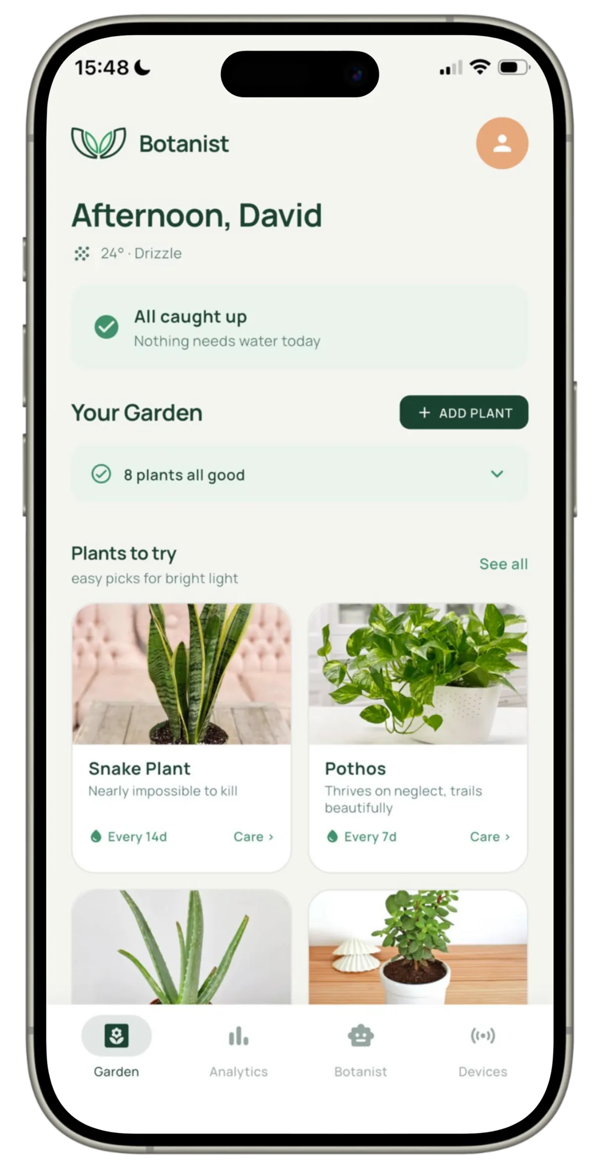 Your garden, sorted by what needs water